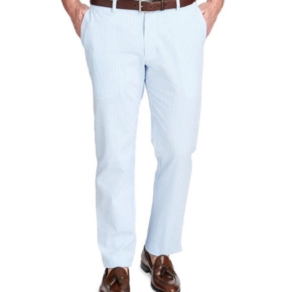 New men's Vineyard Vines seersucker blue white Breaker pants